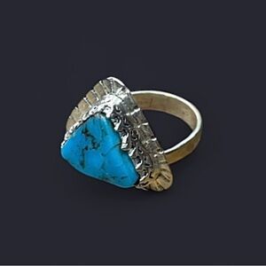 Freeform Bisbee Turquoise + Sterling Silver Ring  (Size 6)